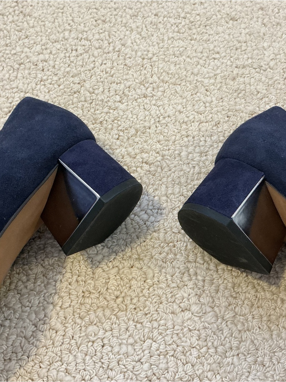 Franco Sarto Navy Suede Pointed Toe Pumps - Picture 4 of 9